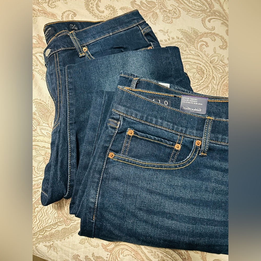2 pairs of Lucky Brand 410 Athletic Slim Jeans for Men W36 L32 🍀🍀🍀